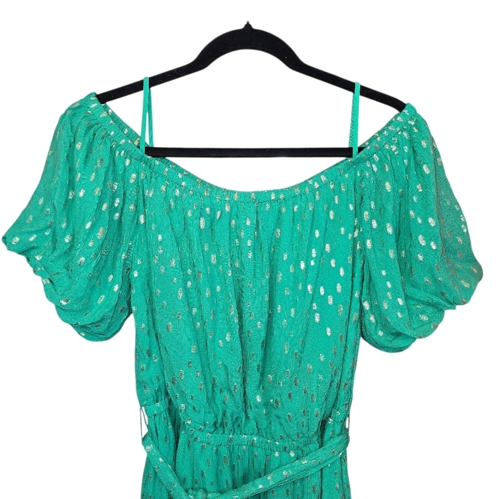 Lilly Pulitzer Tamie Off The Shoulder Midi Dress Botanical Green NWT Size Large - Picture 7 of 16